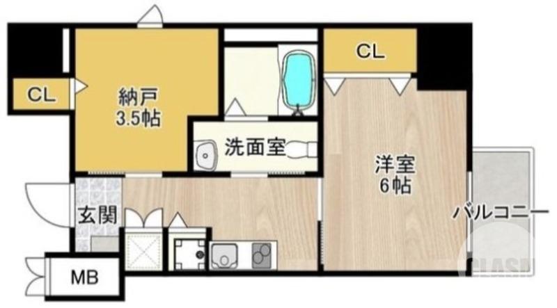 ディアコート宿屋町(2K/4階)の間取り写真