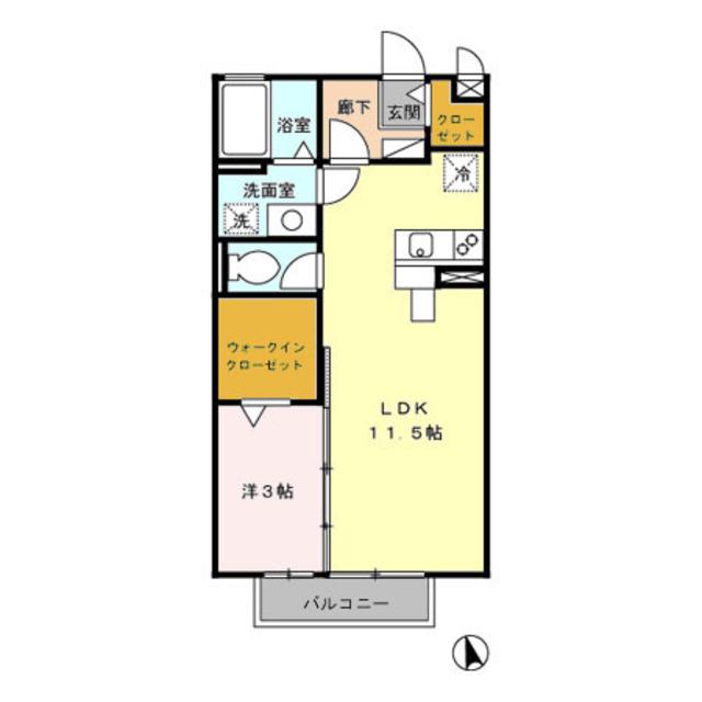 セジュール多摩境(1LDK/2階)の間取り写真