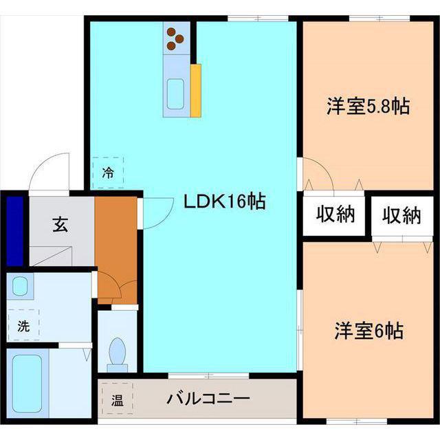 グロワール(2LDK/1階)の間取り写真