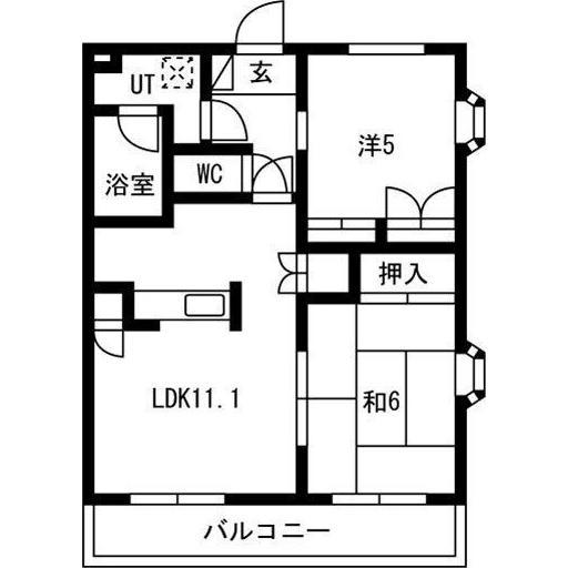 リバーヒルズ大高(2LDK/2階)の間取り写真