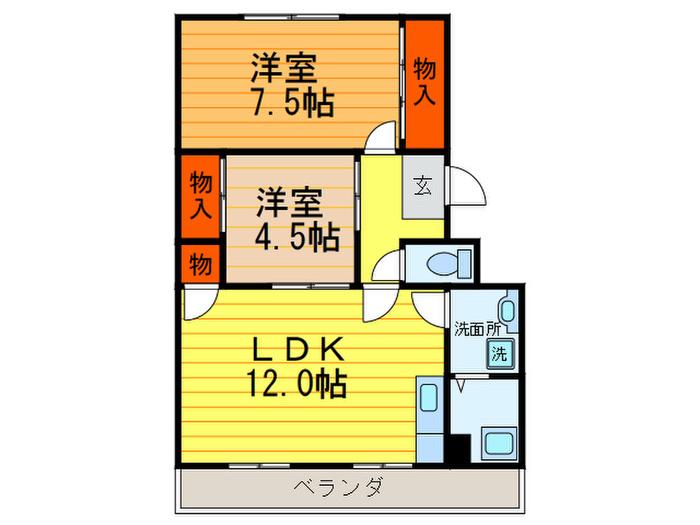 伸晃マンション(2LDK/3階)の間取り写真
