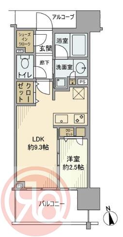 プラウド難波(1LDK/5階)の間取り写真