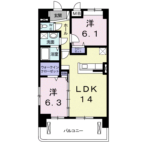 プレッソ S.R.W(2LDK/3階)の間取り写真