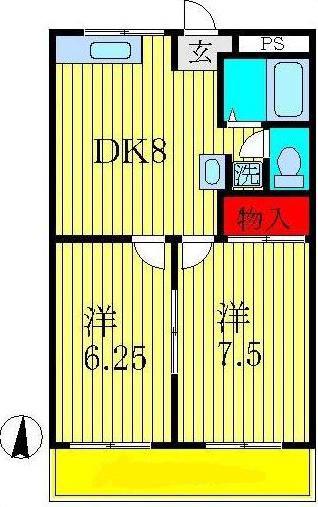 メゾンローズ(2DK/1階)の間取り写真