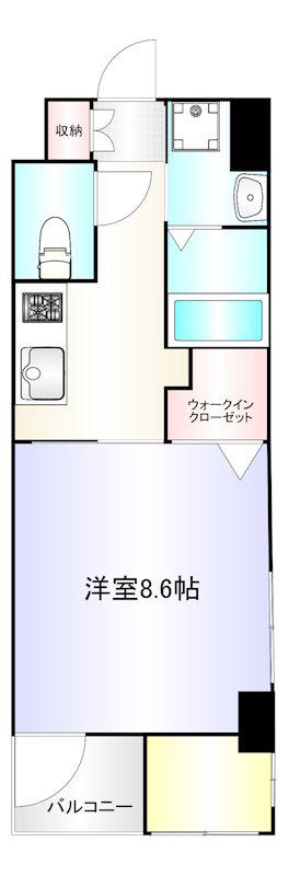 アルバース三萩野(1K/5階)の間取り写真