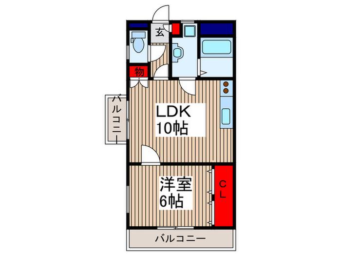 エクセル伸栄(1LDK/2階)の間取り写真