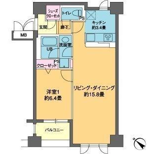 カスタリア茅場町(1LDK/3階)の間取り写真