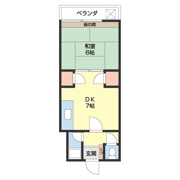 グリーンハイツ一正(1DK/3階)の間取り写真