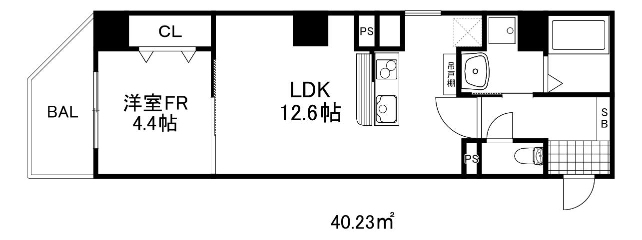 イーセ・ビアン灘(1LDK/7階)の間取り写真