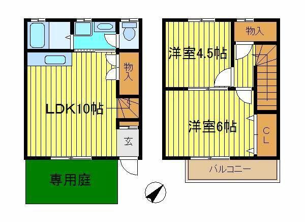 アドラブールA棟(2LDK/2階)の間取り写真