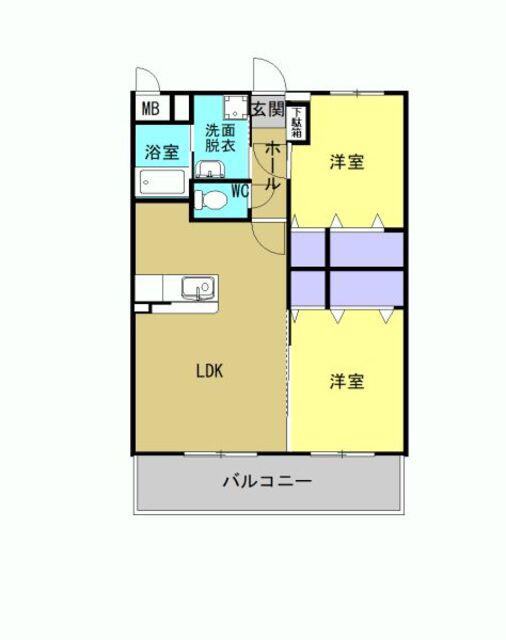 ゼニス森町(2LDK/3階)の間取り写真