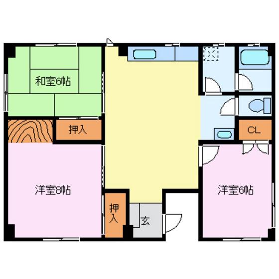 87ビル(3LDK/1階)の間取り写真