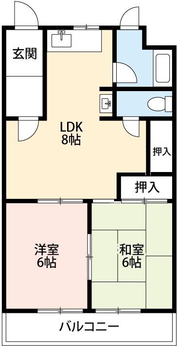 三剛ビル(2DK/3階)の間取り写真