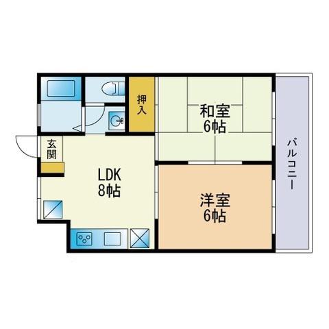 貞方第2ビル(1LDK/1階)の間取り写真
