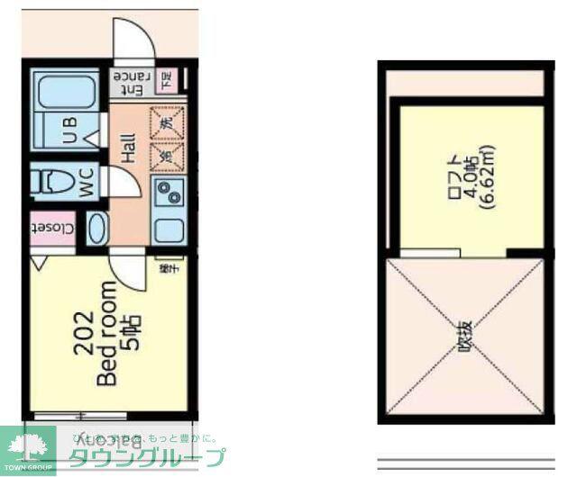 プレミアムコートあざみ野II(1K/2階)の間取り写真