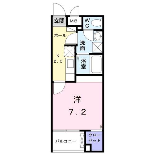 フェリーチェ町田(1K/2階)の間取り写真