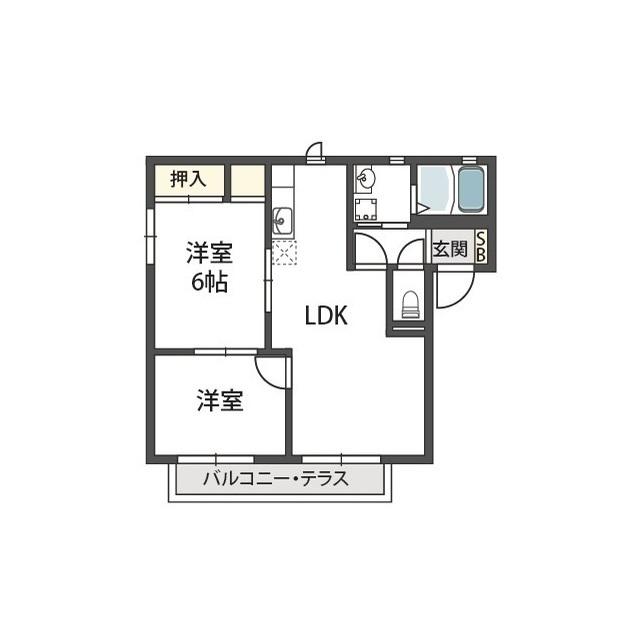 ラクシュミー鳥飼(2LDK/1階)の間取り写真
