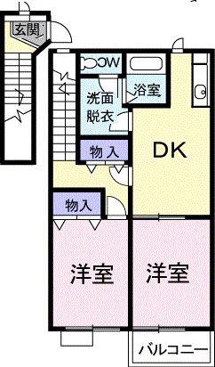 サウザンコート(2DK/2階)の間取り写真