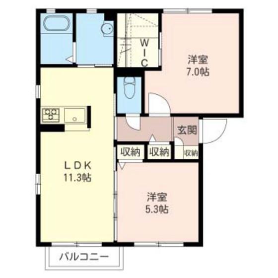 エアフォルク(2LDK/1階)の間取り写真