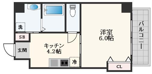 MONDO GALAXY(1K/4階)の間取り写真