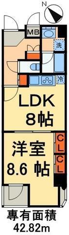 レジディア入谷(1LDK/4階)の間取り写真