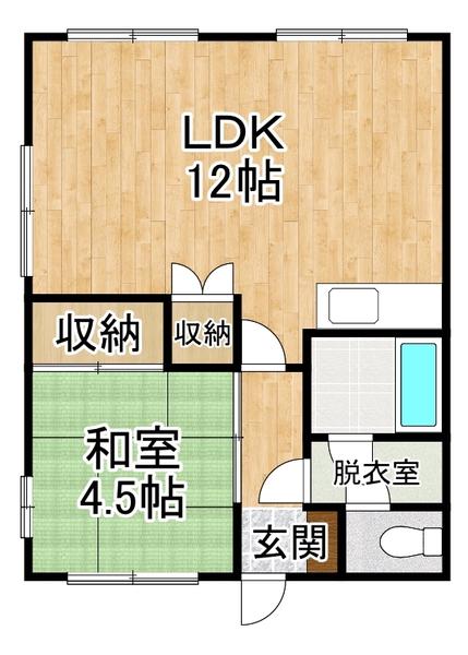 しばのハイツ(1LDK/1階)の間取り写真