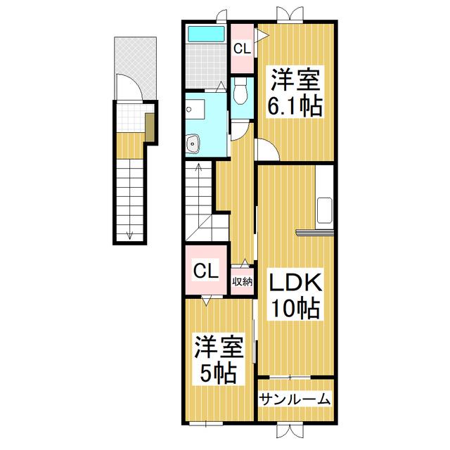 ソラスト佐久平A(2LDK/2階)の間取り写真