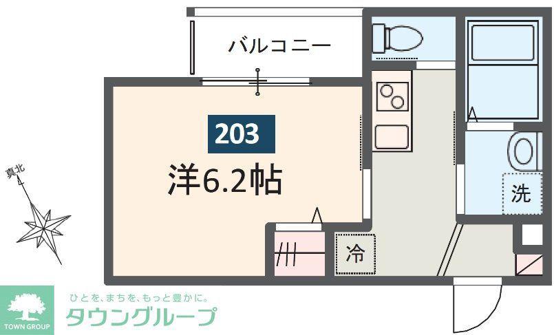 MELDIA行徳III(1K/2階)の間取り写真