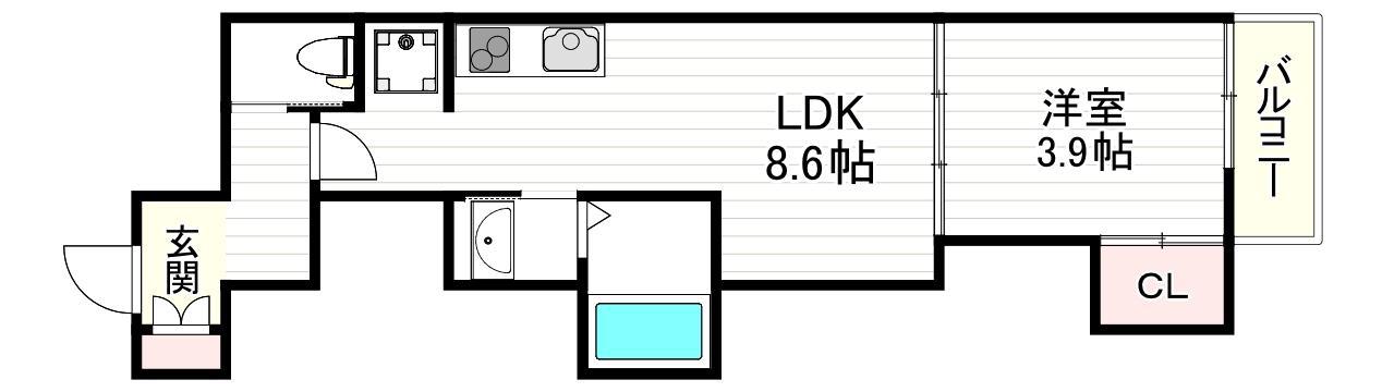 CORALLO あびこ(1LDK/1階)の間取り写真