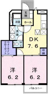 シャングリラE(2DK/1階)の間取り写真