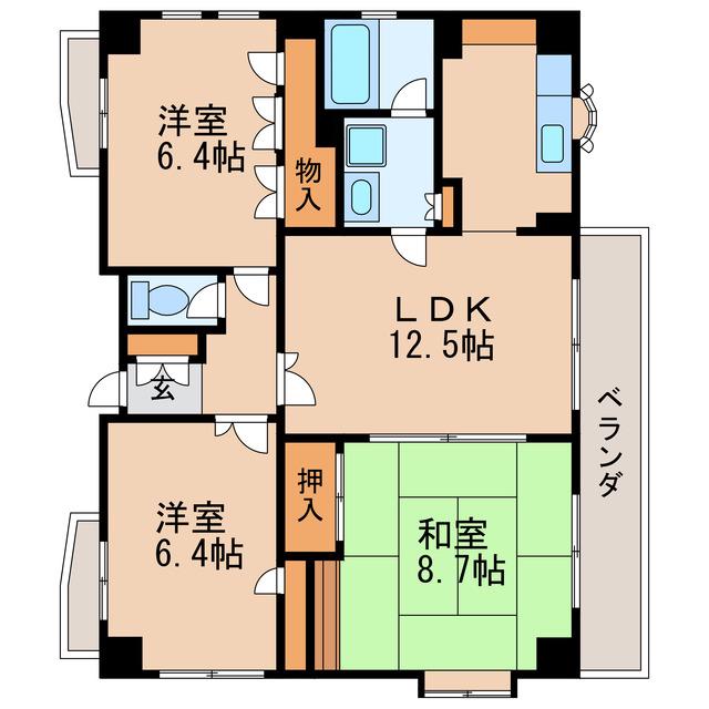 リバーパークヴィレッジ(3LDK/8階)の間取り写真