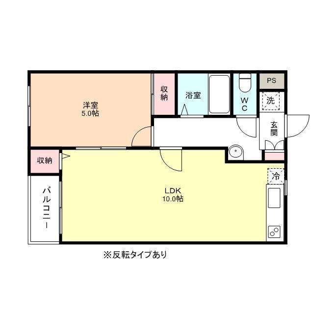 ソレイユ能町南(1LDK/3階)の間取り写真