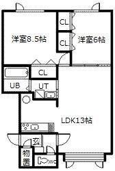 プリウスIII(2LDK/1階)の間取り写真