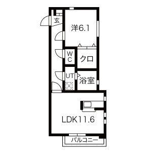 リバービュー(1LDK/2階)の間取り写真