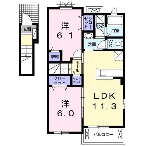 サンフレア(2LDK/2階)の間取り写真