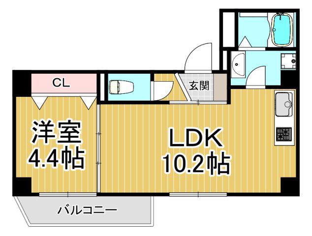 ソリティア西宮池田(1LDK/3階)の間取り写真