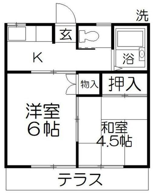 カナディアンハイツヤマサキ(2K/1階)の間取り写真