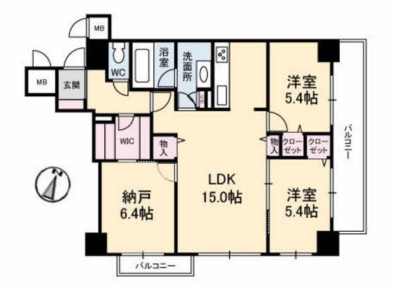 エスト クローネ(2SLDK/5階)の間取り写真