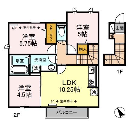 リンデンハイム(3LDK/2階)の間取り写真