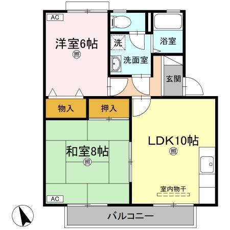 マリレーヴ内浜(2LDK/2階)の間取り写真