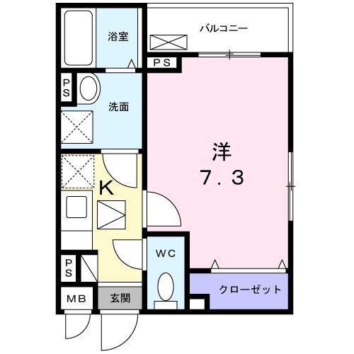 パレット(1K/1階)の間取り写真