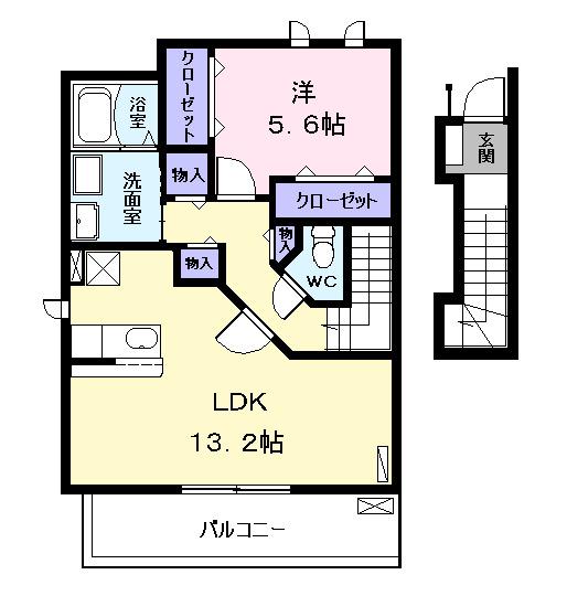 ラッフィナート(1LDK/2階)の間取り写真