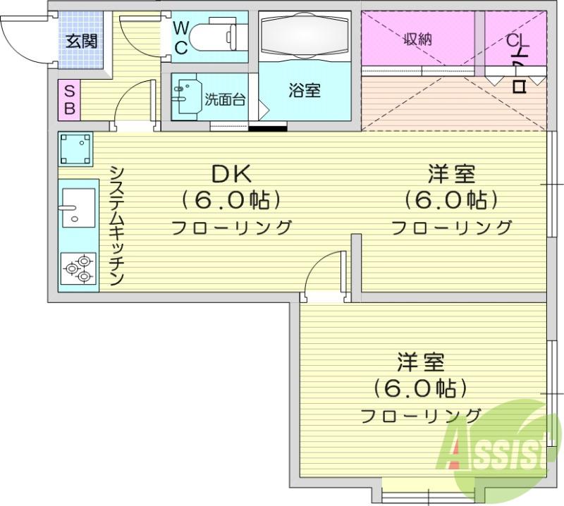 コーラル館(2DK/1階)の間取り写真