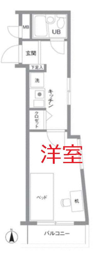 エルプレイス池上(1K/4階)の間取り写真