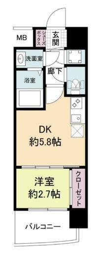 セレニテ東三国ミラク(1DK/11階)の間取り写真