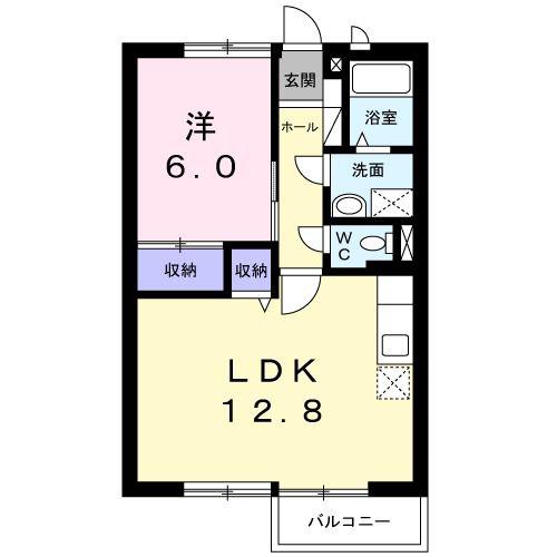 アサヒコーポB(1LDK/2階)の間取り写真