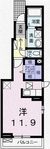 メゾン ロングフィールド(ワンルーム/1階)の間取り写真