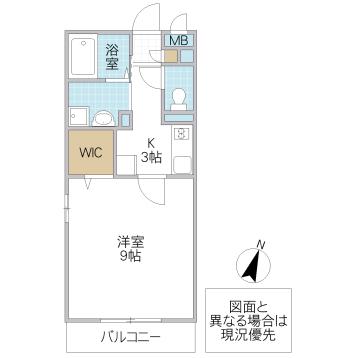 パークヒル櫻山II(1K/3階)の間取り写真