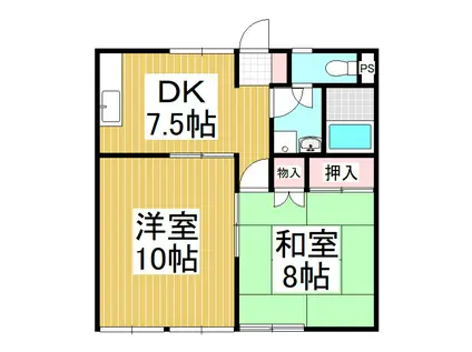 コーポN(2DK/1階)の間取り写真