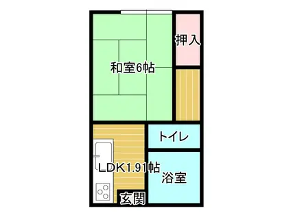 小椋コーポ(1DK/2階)の間取り写真